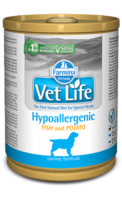 Ração Veterinária húmida para Cão Farmina Vet Life Canine Hypoallergenic Fish & Potato | Wet (Lata) | 300 g
