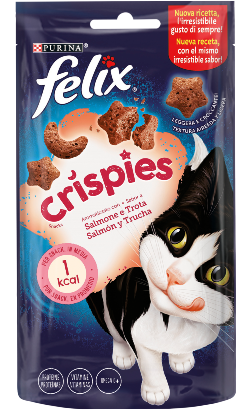 Biscoitos Felix Crispies Sabor a Salmão e Truta para Gatos | 45 g