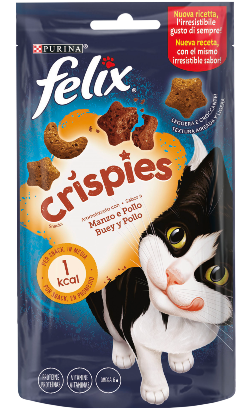Biscoitos Felix Crispies Sabor a Vaca e Frango para Gatos | 8 x 45 g