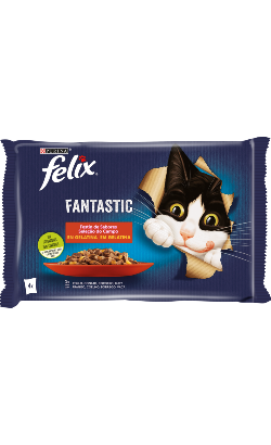Ração húmida para Gatos Felix Fantastic Saborosa Selecção em Gelatina | Wet (Saqueta) | Pack 12 unidades 4 x 85 g