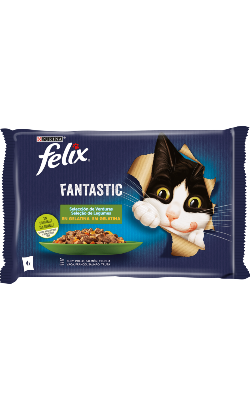 Ração húmida para Gatos Felix Fantastic Selecção de Legumes em Gelatina | Wet (Saqueta) | Pack 12 unidades 4 x 85 g