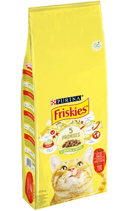 Friskies Gato Adulto Carne de Vaca, Frango e Legumes - Ração seca para gato adulto
