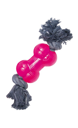 Brinquedo para cão Gloria TPR Bone with Rope | 14 cm