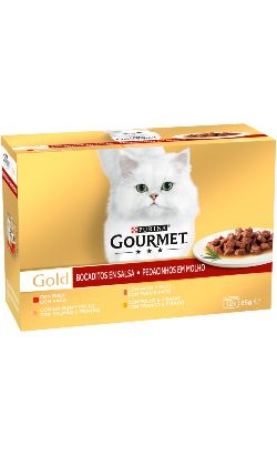 Ração húmida para Gatos Gourmet Gold Pedacinhos em Molho Multipack 12 | Wet (Lata) | 12 x 85 g