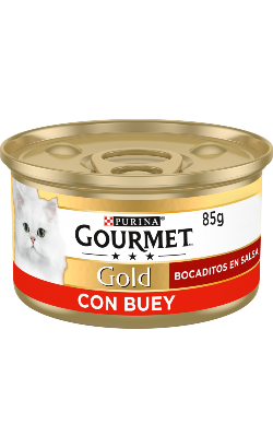 Ração húmida para Gatos Gourmet Gold Pedacinhos em molho com Carne de Vaca | Wet (Lata) | 24 x 85 g
