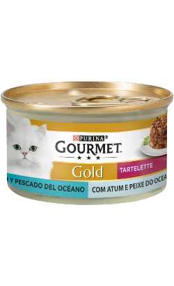 Ração húmida para Gatos Gourmet Gold Tartelette Duo Atum & Peixe do Oceano | Wet (Lata) | 24 x 85 g