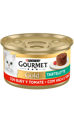 Ração húmida para Gatos Gourmet Gold Tartelette de Carne de Vaca com Tomate | Wet (Lata) | 24 x 85 g