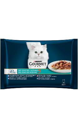 Ração húmida para Gatos Gourmet Perle Finos Pedaços Delicias do Oceano | Wet (Saqueta) | Pack 12 unidades de 4 x 85g