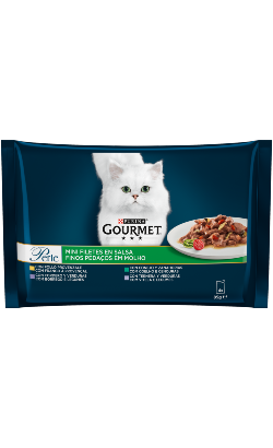 Ração húmida para Gatos Gourmet Perle Finos Pedaços com Legumes | Wet (Saqueta) | Pack 2 unidades de 4 x 85g