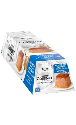 Ração húmida para Gatos Gourmet Revelations Mousse Peixe do Oceano e uma Cascata de Molho | 4 x 57 g
