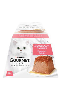 Ração húmida para Gatos Gourmet Revelations Mousse Salmão e uma Cascata de Molho | 4 x 57 g