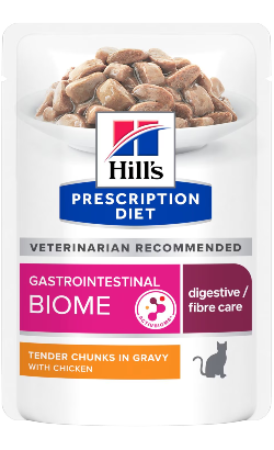 Ração Veterinária húmida Hills Prescription Diet Feline GI Biome Chicken in Gravy | Wet (Saqueta) | Cx c/ 12 saquetas 85g