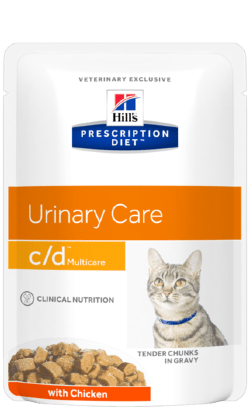 Ração Veterinária húmida Hills Prescription Diet Feline c/d Multicare Chicken | Wet (Saqueta) | Cx c/ 12 saquetas 85 g
