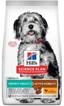 Ração para Cão Hills Science Plan Dog Perfect Weight & Active Mobility Medium Adult with Chicken | 12 kg