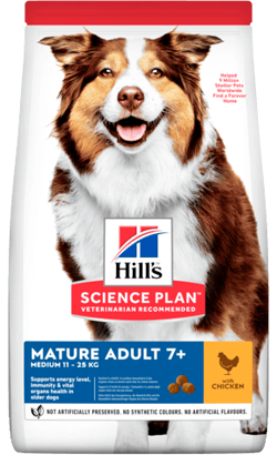 Ração para Cão Hills Science Plan Dog Medium Mature Adult 7+ with Chicken | 12 kg + 2 kg Oferta