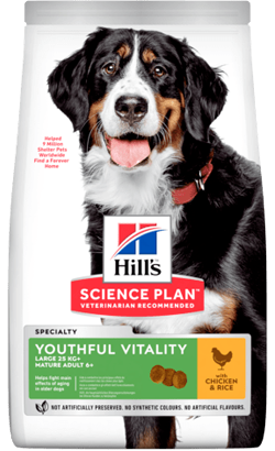 Ração para Cão Hills Science Plan Dog Youthful Vitality Large Breed Mature Adult 6+ with Chicken & Rice | 14 kg