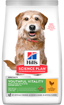 Ração para Cão Hills Science Plan Dog Youthful Vitality Small & Mini Mature Adult 7+ with Chicken & Rice | 1,5 kg