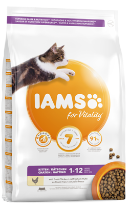 Ração para Gatos Iams for Vitality Cat Kitten Food with Fresh Chicken | 10 kg