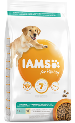 Ração para Cão Iams for Vitality Light & Sterilised Dog Food with Fresh Chicken | 12 kg