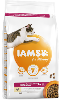 Ração para Gatos Iams for Vitality Senior Cat Food with Fresh Chicken | 10 kg