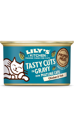 Ração húmida para Gatos Lilys Kitchen Cat Tasty Cuts Senior Chicken & Fish in Gravy | Wet (Lata) | 24 x 85 g