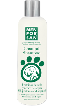 Menforsan Champô Natural com Proteínas de Seda e Óleo de Àrgan para cão | 300 ml