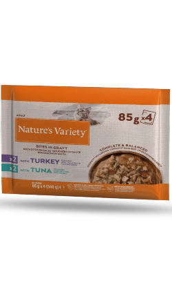 Ração húmida para Gatos Natures Variety Cat Pedaços em Molho Multipack Peru & Atum | Wet (Saqueta) | 4 x 85 g