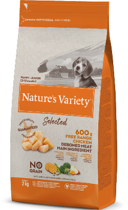 Ração para Cão Natures Variety Dog Selected No Grain Junior Frango Campo | 600 g