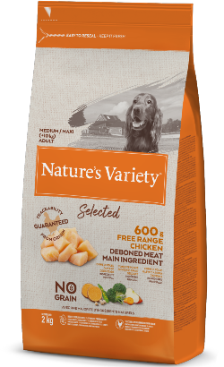 Ração para Cão Natures Variety Dog Selected No Grain Medium Maxi Adulto Frango Campo | 10 kg