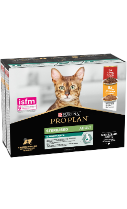Ração húmida para Gatos Pro Plan Cat Sterilised Multipack Beef & Chicken | Wet (Saqueta) | 10 x 85 g