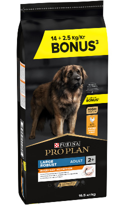 Ração para Cão Pro Plan Dog Everyday Nutrition Large Robust Adult Chicken - Bónus | 14 kg + 2,5 kg Oferta