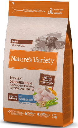 Ração para Cão Natures Variety Dog Healthy Grains Mini Adult Peixe Branco | 1,5 kg