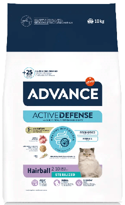 Ração para Gatos Advance Cat Sterilized Hairball | Turkey & Barley | 10 kg