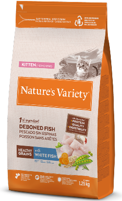 Ração para Gatos Natures Variety Cat Healthy Grains Kitten Peixe Branco | 1,25 kg