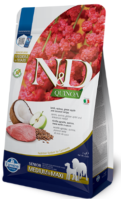Ração para Cão N&D Quiona Dog Lamb, Green Apple & Coconut Senior Medium Maxi | 2 kg