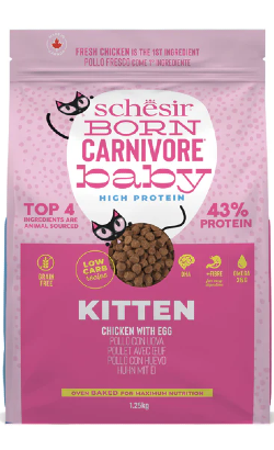 Ração para Gatos Schesir Cat Born Carnivore Baby Kitten Chicken & Egg | 1,25 kg