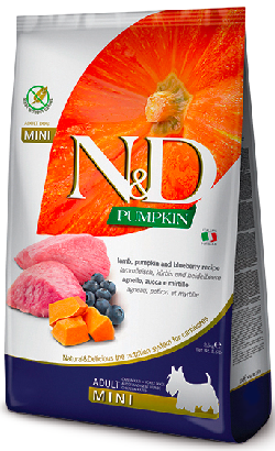 Ração para cão N&D Pumpkin Dog Lamb & Blueberry Adult Mini | 2,5 kg