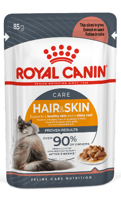 Ração húmida para Gatos Royal Canin Cat Hair & Skin in Gravy | Wet (Saqueta) | 12 x 85 g