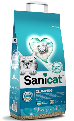 Areia para Gato Sanicat Clumping White Active Sabão Marselha | 10 L