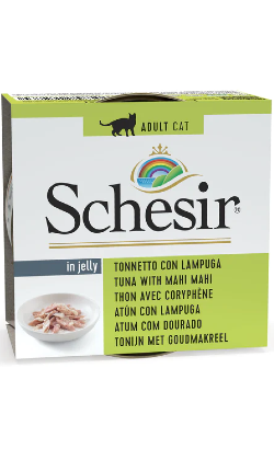 Ração húmida para Gatos Schesir Cat Atum com Mahi Mahi em Gelatina | Wet (Lata) | 14 x 85 g