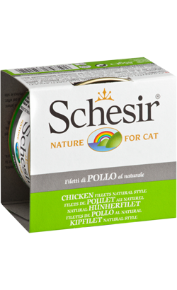 Ração húmida para Gatos Schesir Cat Filete de Frango ao Natural | Wet (Lata) | 14 x 85 g
