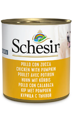 Ração húmida para Cão Schesir Dog Frango e Abóbora em Gelatina| Wet (Lata) | 16 x 285 gr