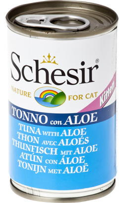 Ração húmida para Gatos Schesir Cat Kitten Atum com Aloe em Gelatina Natural | Wet (Lata) | 24 x 140 g
