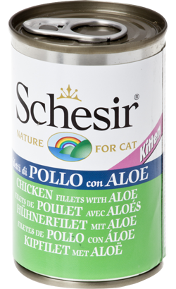 Ração húmida para Gatos Schesir Cat Kitten Filete de Frango com Aloe em Gelatina Natural | Wet (Lata) | 24 x 140 g
