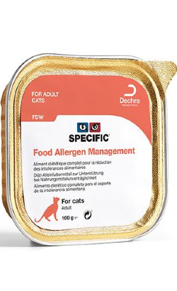 Ração Veterinária húmida para Gatos Specific Cat FDW Food Allergy Management | Wet (Terrina) | Cx c/ 7 terrinas 100 g