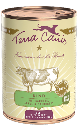 Ração húmida para Cão Terra Canis Vaca com Cenoura, Maçã e Arroz Integral | Wet (Lata) | 6 x 800 g