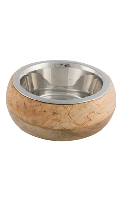 Comedouro para cão Trixie Comedouro em Inox com Suporte em Madeira | 1,40 Lt