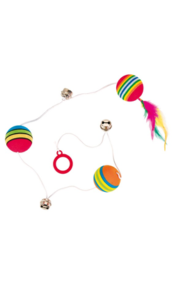 Brinquedo para Gatos Trixie Rainbow Balls on an Elastic Band | 3 Unidades
