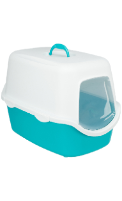 Caixa de areia para Gatos Trixie WC Vico Litter Tray with Dome | Turqueza & Branco