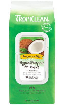 Tropiclean Hypoallergenic Wipes | 100 toalhetes